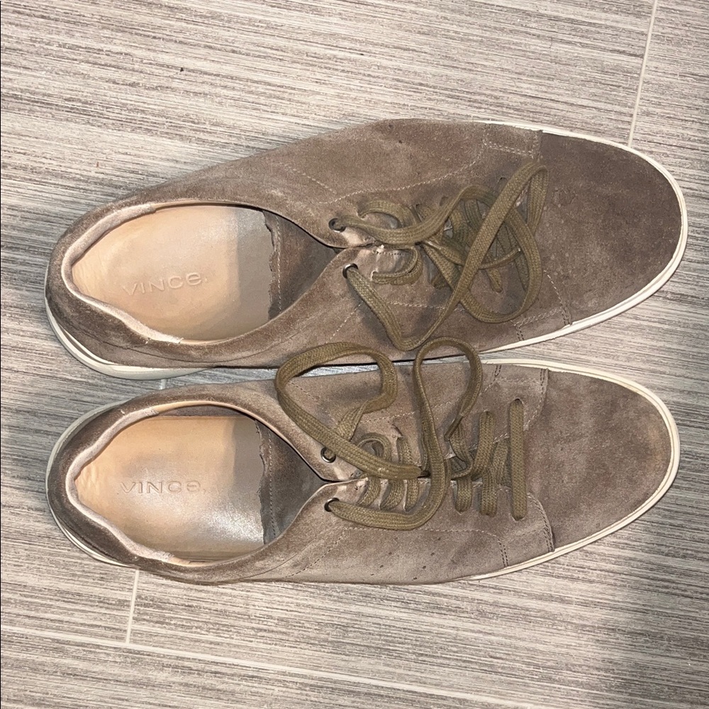 Vince Men's Taupe Suede Sneakers
